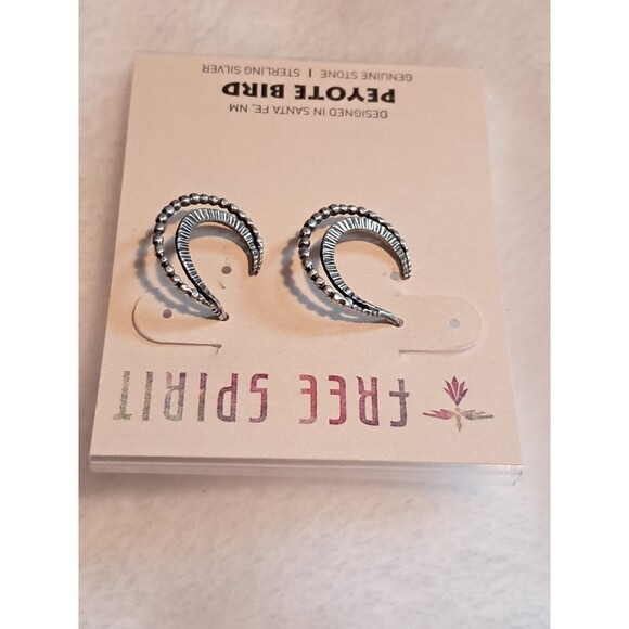 NEW Peyote Bird Free Spirit Sterling Silver Double Hoop Style Earrings Pierced - Picture 2 of 5